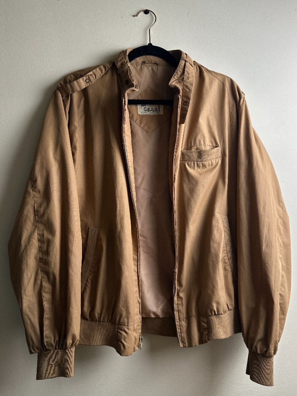 Vintage 80s Hi Gear Windbreaker Jacket Tan Men’s Size M Retro